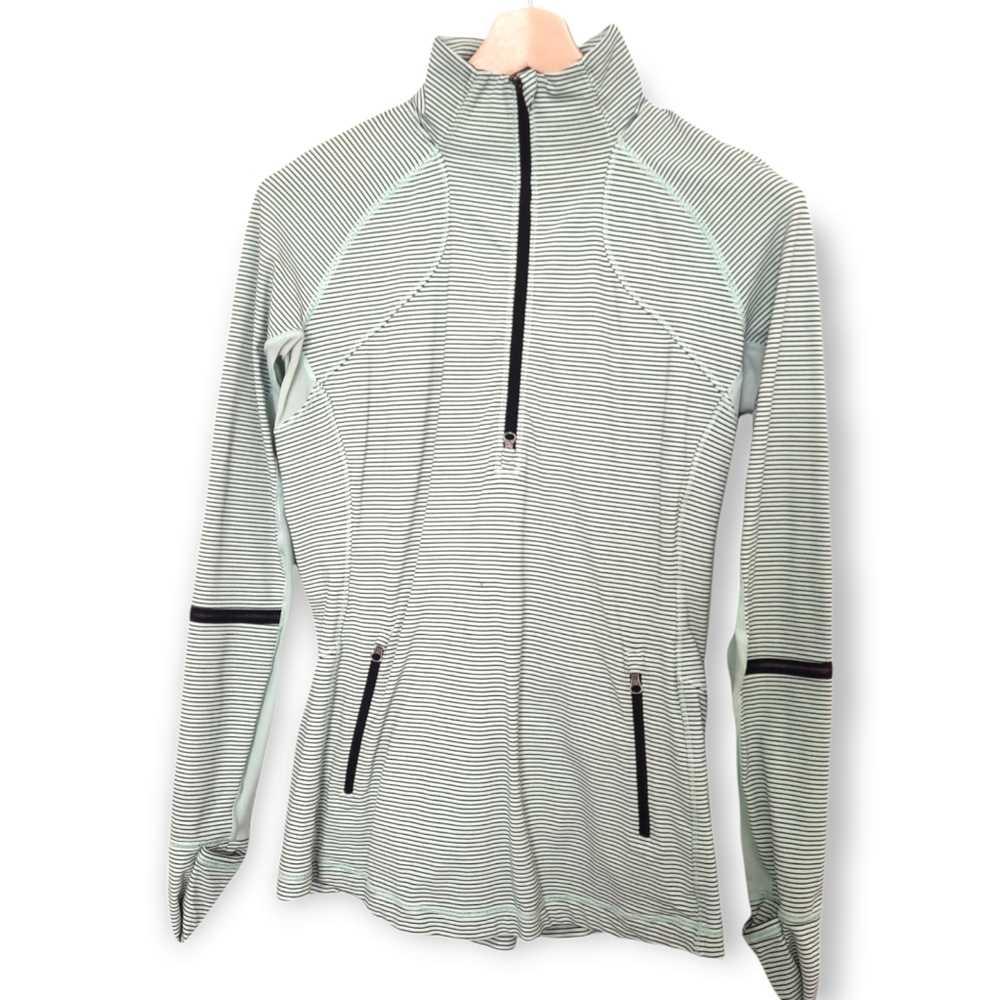 Lululemon athletic striped mint green jacket size 12 in good condition